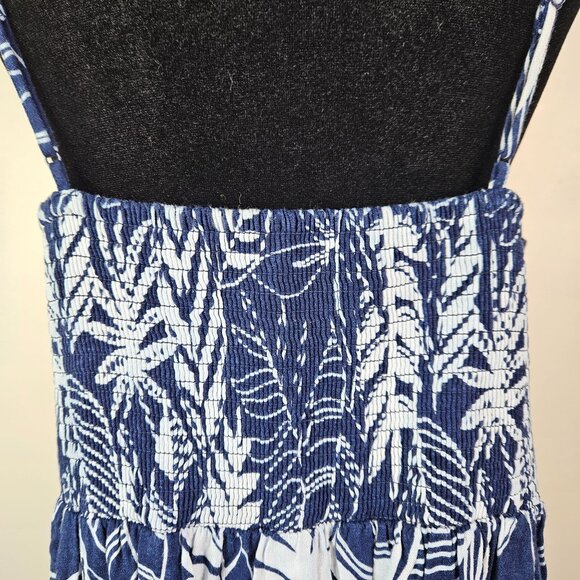 Tropical Womens Size XL Linen Rayon Leaf Print Button Up Sundress Casual Summer - Picture 5 of 10